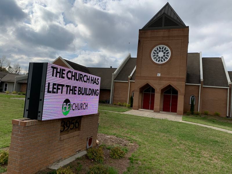 The sign outside Due West United Methodist Church in Cobb County. 