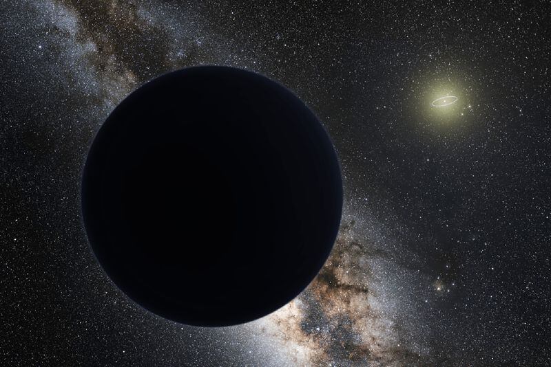 Via NASA-JPL: An artist's illustration of a possible ninth planet in our solar system, hovering at the edge of our solar system. Neptune's orbit is shown as a bright ring around the Sun.