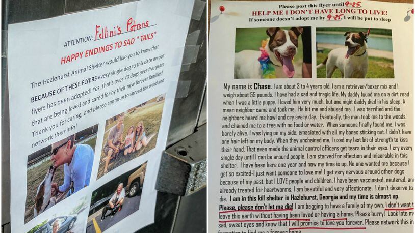 All of the dogs in 'last chance' flyers in Atlanta restaurants adopted