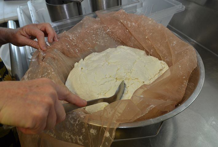 Making goat cheese at Decimal Place Farm