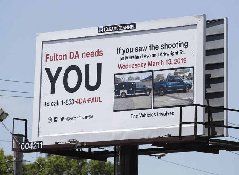 Fulton County District Attorney Paul L. Howard held a press conference on  May 15, 2019, to ask for help from the public in the investigation of three police-involved shootings. The DA’s office has also posted several billboards around town asking for help. Bob Andres / bandres@ajc.com