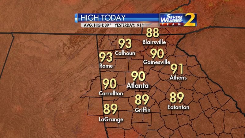 Warm temperatures brought more showers Tuesday afternoon. (Credit: Channel 2 Action News)