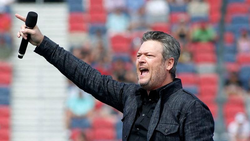 Country music singer and television personality Blake Shelton, shown in March 2020, will play the newly renamed Gas South Arena in September 2021.