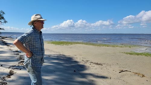 Dick Parker, a North Carolina resident who owns property on Little Cumberland Island, looks across the Intracoastal Waterway to mainland Georgia, where Camden County officials hope to build a commercial rocket launchpad. Maya T. Prabhu/maya.prabhu@ajc.com