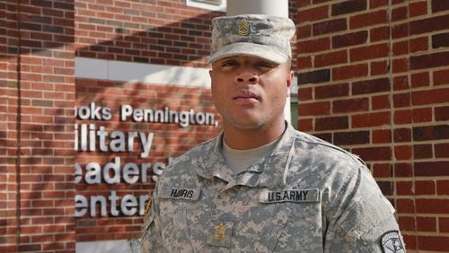 Portrait of Dante Harris outside Military Leadership Center on University of North Georgia Dahlonega Campus on Wednesday, April 19, 2017. He is appealing the university’s decision to suspend him for summer and fall. HYOSUB SHIN / HSHIN@AJC.COM