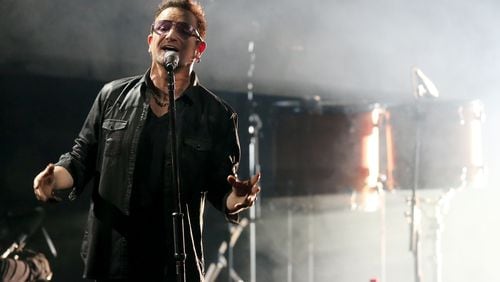 Bono, singer of the Irish band U2, performs during the awarding event for the Bambi 2014 media award in Berlin, Germany, Thursday, Nov. 13, 2014. (AP Photo/DPA Wolfgang Kumm) Bono performed in Berlin on Nov. 13. Photo: AP