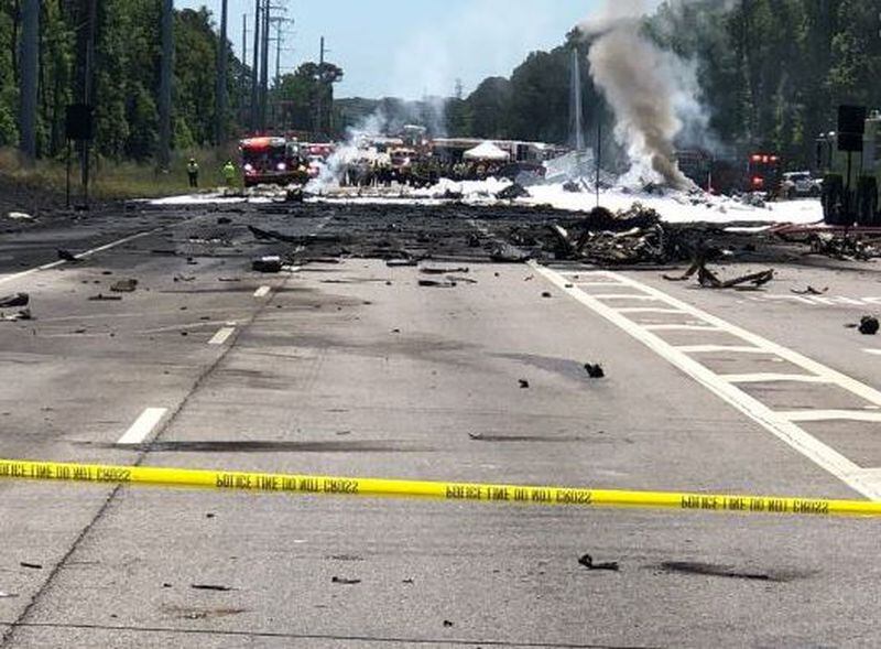 Authorities are on the scene of the Air National Guard plane crash. (Credit: Savannah Professional Firefighters Association)