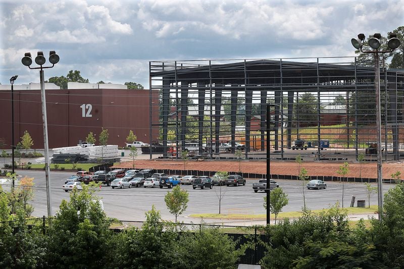 A new soundstage building is seen under construction on the grounds of the Tyler Perry Studios on Thursday, July 11, 2019, in Atlanta. CURTIS COMPTON / CCOMPTON@AJC.COM