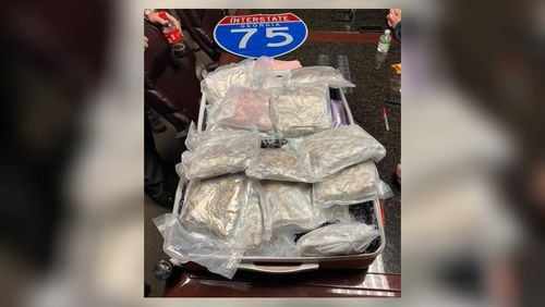 Authorities seized 52 pounds of meth during a traffic stop Monday morning.