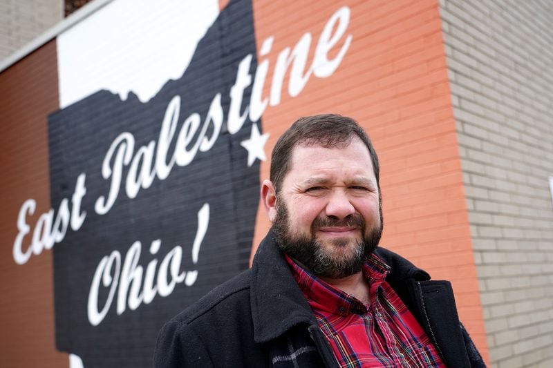 East Palestine village manager Chad Edwards poses for a portrait, Thursday, Feb. 1, 2024, in East Palestine. (Matt Freed for the Atlanta Journal Constitution)