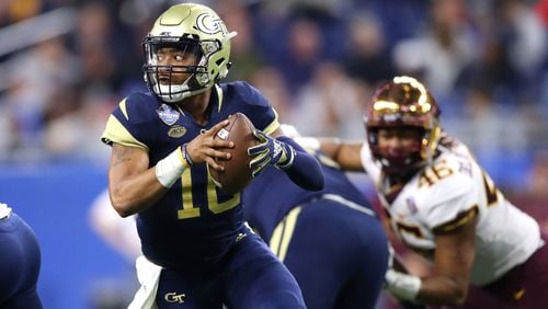 Jackets fall in Quick Lane Bowl: Georgia Tech quarterback TaQuon Marshall and the Yellow Jackets were defeated by Minnesota 34-10 Wednesday in Detroit. (Photo by Gregory Shamus/Getty Images)