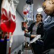Paramedics at Grady Nicole Wilkerson (right) and Ned Vidal are seen working during a training session on implementing blood transfusion inside of a Quick Response Vehicle on Thursday, March 7, 2024, at the Grady EMS Headquarters in Atlanta.
Miguel Martinez /miguel.martinezjimenez@ajc.com
