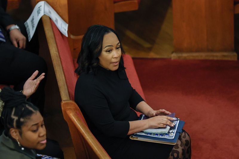 Fulton County District Attorney Fani Willis waits for the service to start Sunday at Big Bethel AME Church, where she was invited to speak.
Miguel Martinez /miguel.martinezjimenez@ajc.com