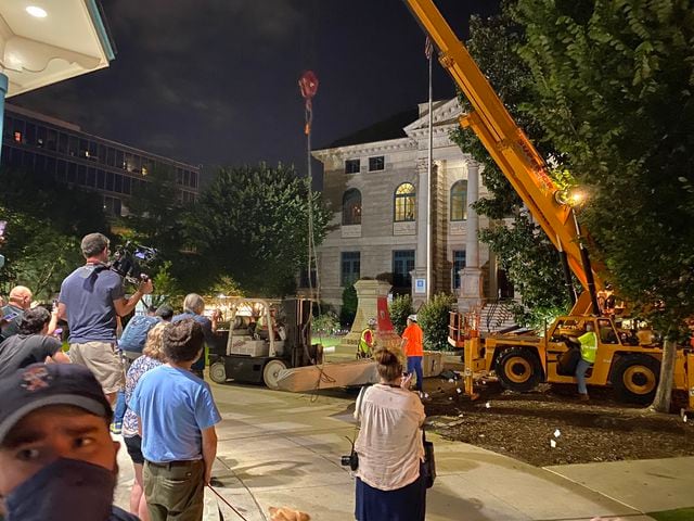 Photos: Confederate monument removed after standing 112 years in DeKalb