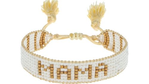A bead bracelet with gold tassels will complement her ensembles well beyond Mother’s Day.
Courtesy of Hart