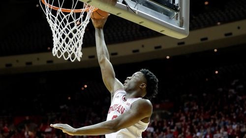 OG Anunoby of the Indiana Hoosiers shoots the ball during the game against the Rutgers Scarlet Knights at Assembly Hall on January 15, 2017 in Bloomington, Indiana. (Photo by Andy Lyons/Getty Images)