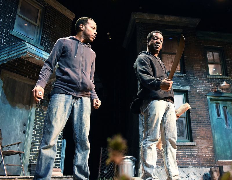 Eugene H. Russell IV (left) is seen here with Thomas Neal Antwon Ghant co-starring in the August Wilson drama “King Hedley II” with True Colors Theatre. CONTRIBUTED BY HORNE BROS. PRODUCTIONS