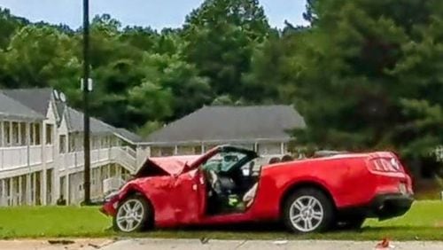 One person died in a two-car collision Sunday afternoon in Cobb County. (Credit: Shane Shiflett)