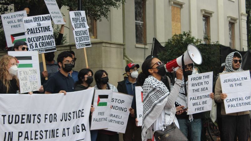 A group of University of Georgia students voiced solidarity for Palestinians who were unable to leave Gaza and faced heavy bombing just days after the start of the Israel-Hamas war last October. 