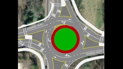 A graphic showing a new roundabout in Roswell.