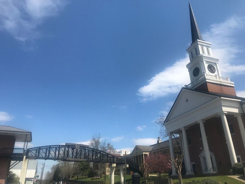The chapel is the centerpiece of Piedmont College’s main campus in Habersham County. ERIC STIRGUS / ESTIRGUS@AJC.COM