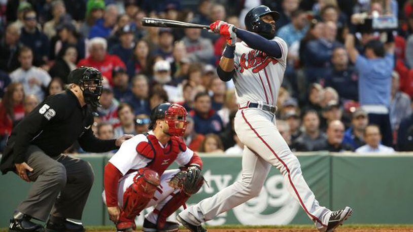 Jason Heyward hit his second homer in three days Thursday to put the Braves ahead 1-0 early. They blew a 3-1 lead late in a 4-3 loss at Boston. (AP Photo)