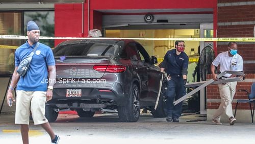 A Mercedes-Benz SUV drove through the emergency room at Piedmont Hospital on Peachtree Road in Buckhead early Tuesday morning.