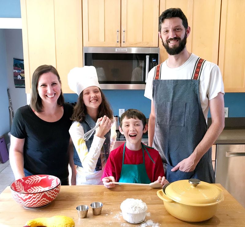 The Ingalls family, cooking for their Dash of Delish channel, is (from left) Teresa, Autumn, Asher and Clayton. Courtesy of Teresa Ingalls.