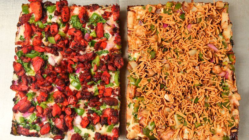 Rice N' Pie in Berkeley Lake offers the spicy flavors of India on pizza. Chris Hunt for The Atlanta Journal-Constitution.