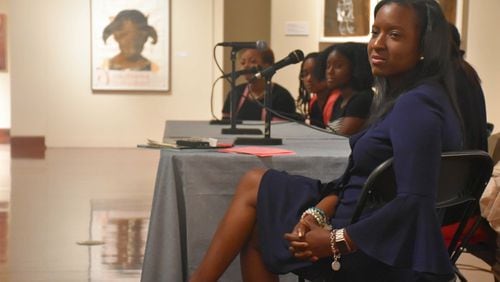 Andrea Lewis, chair of the Spelman College education department, facilitates an intergenerational panel discussion about race and schools earlier this year in the campus museum. CONTRIBUTED BY ADRIANNA CLARK