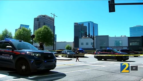 Officers responded Sunday to the intersection of Oak Valley and Peachtree roads, right in front of Phipps Plaza, about a shooting.