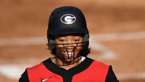 Georgia outfielder Jaiden Fields (3) during a game against Oklahoma at Jack Turner Stadium in Athens, Ga., on Tuesday, April 20, 2021. (Photo by Rob Davis/UGA)
