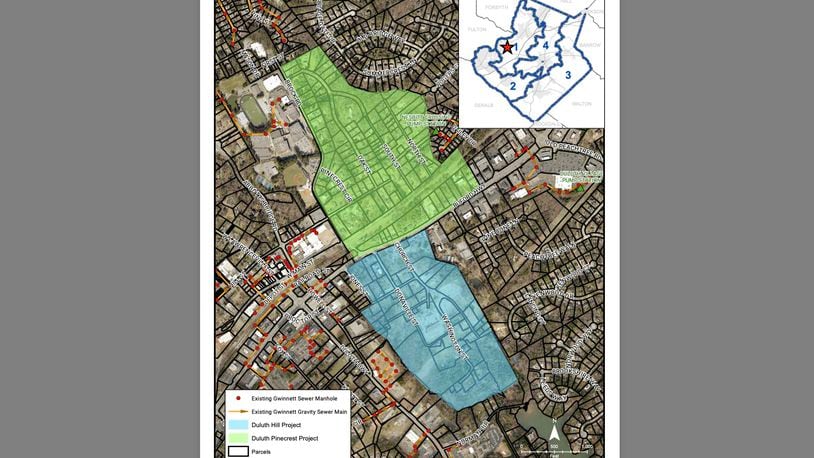 Duluth recently approved an agreement with Gwinnett County to bring sanitary sewer to the Pinecrest and Hill communities using these American Rescue Plan Act of 2021 funds. (Courtesy City of Duluth)