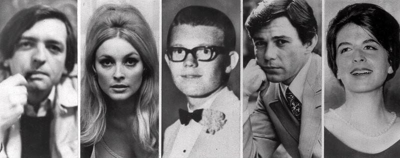 The five victims slain on Aug. 9, 1969, at the Benedict Canyon home of director Roman Polanski and actress Sharon Tate are, from left, Wojciech Frykowski, Tate, Stephen Parent, Jay Sebring, and Abigail Folger.
