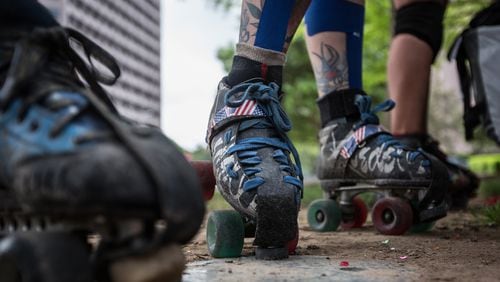 By the end of their trip, the States on Skates roller derby athletes will have skated approximately 2,800 miles from Cocoa Beach, FL to Santa Monica, CA in 78 days. (Tamir Kalifa for American-Statesman)