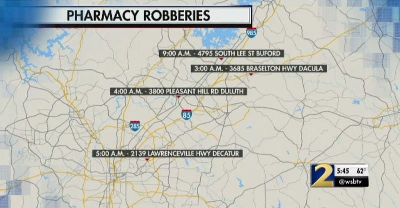 The six-hour crime spree occurred Oct. 29 between 3 a.m. and 9 a.m., Channel 2 Action News reported.
