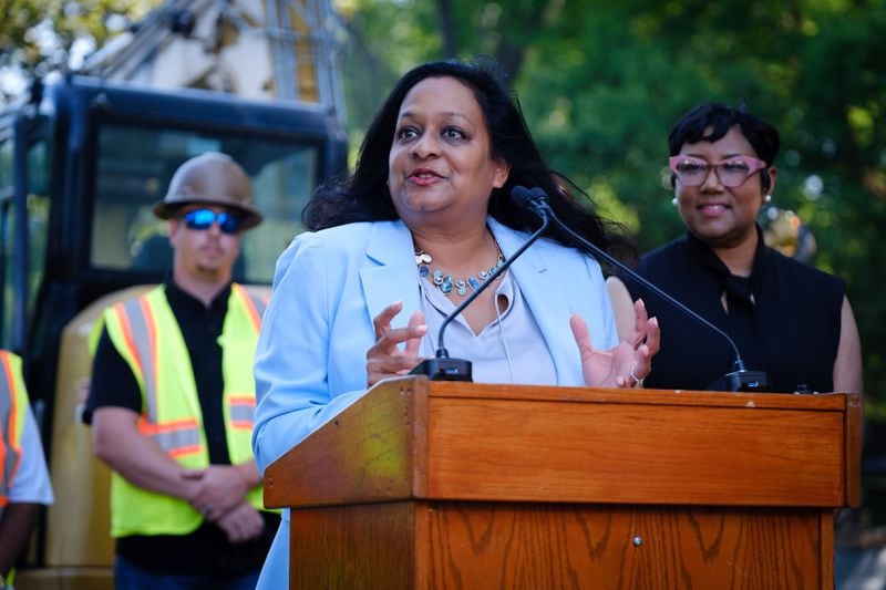 U.S. EPA Assistant Administrator Radhika Fox
speaks at a press conference in Decatur announcing a $284 million water infrastructure finance and innovation act loan to Dekalb County on Thursday, May 19, 2022. (Arvin Temkar / arvin.temkar@ajc.com)