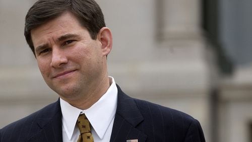 William Pryor exits the federal courthouse in Montgomery, Ala., in 2004 after being sworn in as a judge on the 11th U.S. Circuit Court of Appeals. (Mickey Welsh / Montgomery Advertiser)