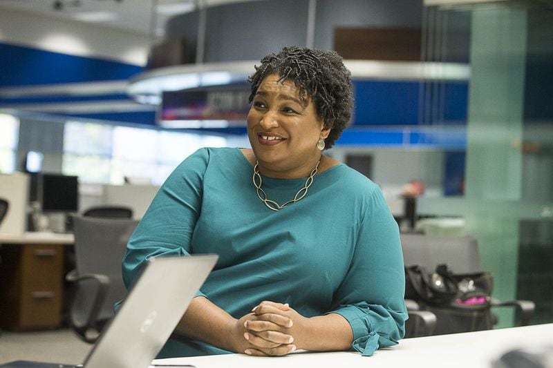 A day after bowing out of the race for governor, former Georgia Gubernatorial Democratic candidate Stacey Abrams speaks to Atlanta Journal-Constitution reporters at the WSB-TV headquarters in Atlanta, Saturday, Nov.17, 2018.(ALYSSA POINTER/ALYSSA.POINTER@AJC.COM)