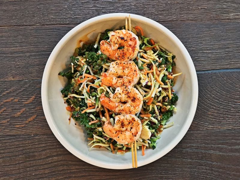  Try the low-calorie quinoa bowls at The Big Ketch Saltwater Grill in Roswell, including the Asian quinoa superfood bowl with shredded yellow beets, Brussels sprouts, broccoli, cauliflower and kale.