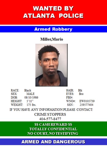 Armed robbery suspect Mario Miller
