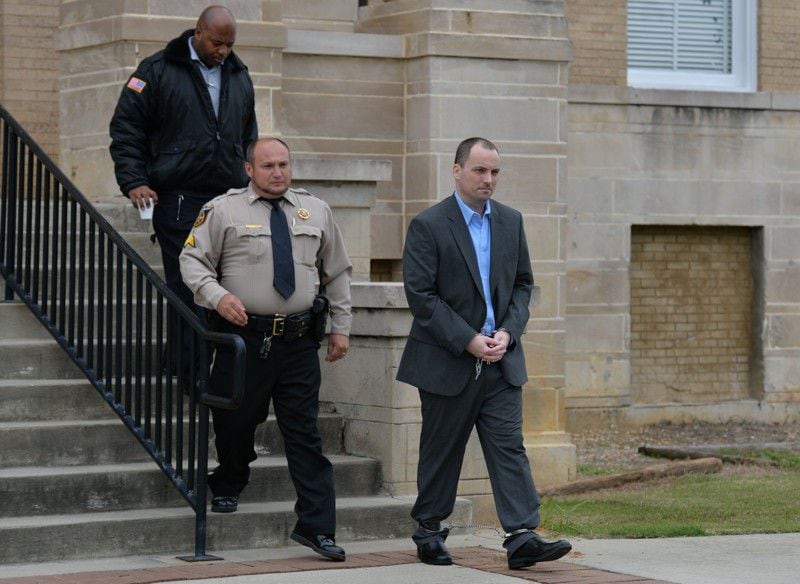 Ryan Alexander Duke, charged with the murder of Tara Grinstead, is escorted out after his motion hearings last November at the Irwin County Courthouse in Ocilla. 