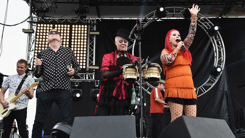 From left, Fred Schneider, Cindy Wilson and Kate Pierson have been with The B-52s since the band formed in 1976.