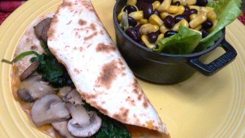 Mushroom and Spinach Quesadilla. (Linda Gassenheimer/TNS)
