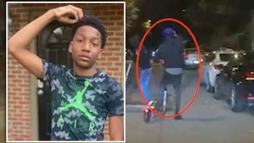 Atlanta police released video footage of a person they believe was involved in the shooting that killed 14-year-old Kaidan Barlow-Gardener (left).