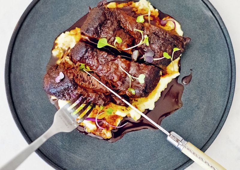 American comfort food plus Korean flair result in Korean Braised Short Ribs, shown with Wasabi Mashed Potatoes. Reprinted with permission from “The Peached Tortilla” © 2019 Eric Silverstein. Published by Sterling Epicure. CONTRIBUTED BY CARLI RENE / INKED FINGERS