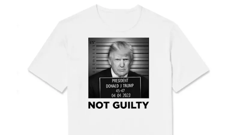 Groups supporting Donald Trump have used a fake mug shot to raise campaign donations. Credit: Save America Joint Fundraising Committee