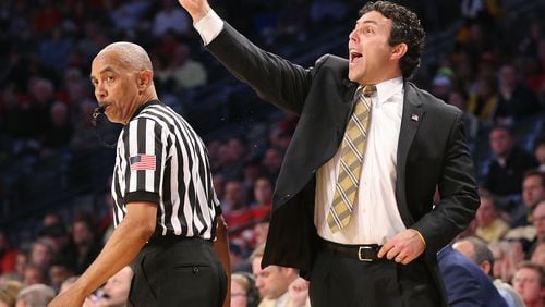 Georgia Tech coach Josh Pastner directs his offense during Tuesday's game against Georgia.