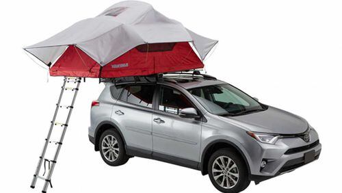 The Yakima SkyRise 3 Rooftop Tent delivers on its name, with a tent that is pitched atop your car via an ingenious design that uses your vehicleâs roof rack to support itself and the happy campers. Once you undo the cover, you simply unfold the tent and extend the ladder. Thatâs all there is to it. Itâs the ultimate in convenience for those who want to enjoy the outdoorsâand avoid the cold and muddy ground. $1350, yakima.com. (Handout/TNS)
