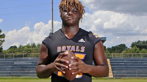 Amarius Mims, a senior offensive lineman at Bleckley County High School.  CHRISTINA MATACOTTA FOR THE ATLANTA JOURNAL-CONSTITUTION.